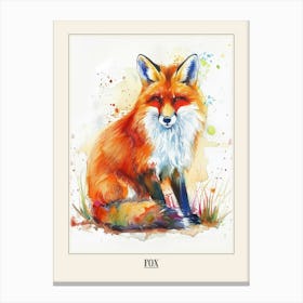 Fox Colourful Watercolour 1 Poster Canvas Print