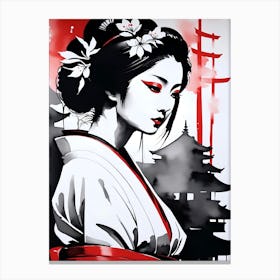 Traditional Japanese Art Style Geisha Girl Canvas Print