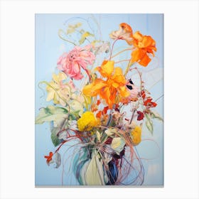 Abstract Flower Painting Bergamot 2 Canvas Print