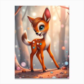 Liam, the Enchanted Fawn: A cute Baby Deer Artwork For Children Canvas Print