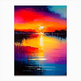 Sunrise Over Lake Waterscape Bright Abstract 1 Canvas Print