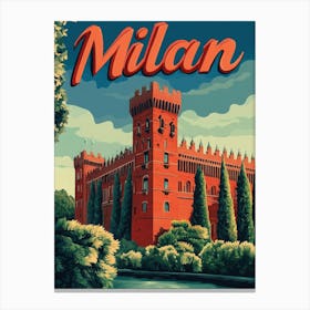 Aihrgdesign A Retro Travel Poster For Milan 3 Canvas Print