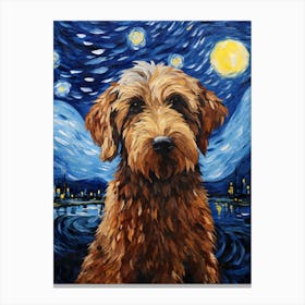 Labradoodle Starry Night Dog Portrait Canvas Print