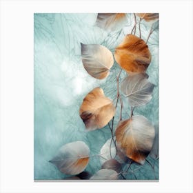 Abstract Leaves On A Blue Background Canvas Print