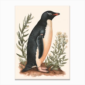 Adlie Penguin Dunedin Taiaroa Head Vintage Botanical Painting 1 Canvas Print