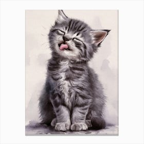 Kitten Licking Its Tongue Canvas Print