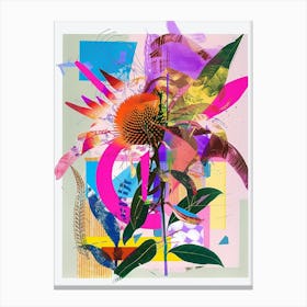 Coneflower 2 Neon Flower Collage Canvas Print