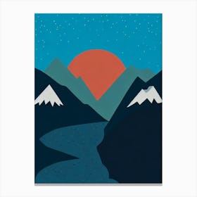 Alyeska, Usa Modern Illustration Skiing Poster Canvas Print