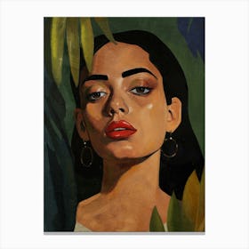 Summer Woman's Portrait in the Tropics Canvas Print