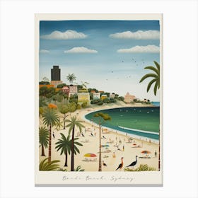 Poster Of Bondi Beach, Sydney, Australia, Matisse And Rousseau Style 1 Canvas Print