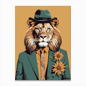 Lion Portrait In A Suit (28) Canvas Print