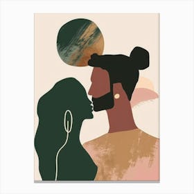 Man And Woman Kissing Canvas Print