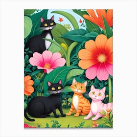 Cats In The Garden Canvas Print