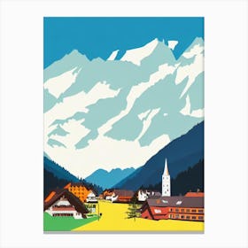 Oberstdorf, Germany Midcentury Vintage Skiing Poster Canvas Print