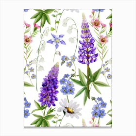 Nordic Watercolor Wildflowers Meadow Canvas Print