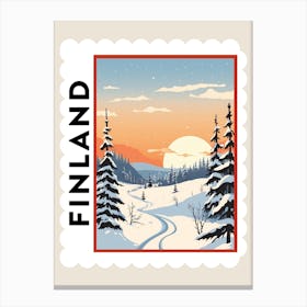 Retro Winter Stamp Poster Lapland Finland 3 Canvas Print