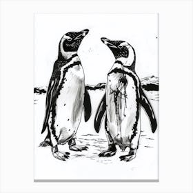 Emperor Penguin Squabbling Over Territory 2 Canvas Print