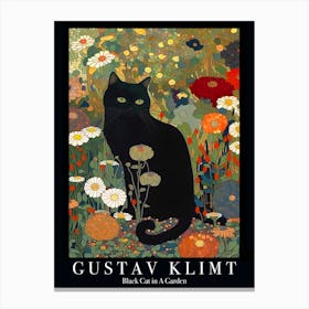 Klimt Black Cat In A Garden Museum Dark Canvas Print