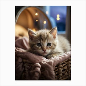 Kitten In A Basket Canvas Print