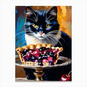 Cat With Pie Canvas Print