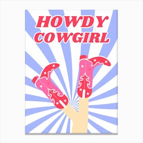 Howdy Cowgirl Pink Canvas Print