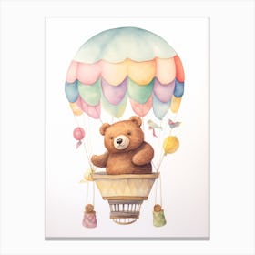 Baby Bear 4 In A Hot Air Balloon Canvas Print