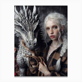 Girl With A Dragon 5 Canvas Print