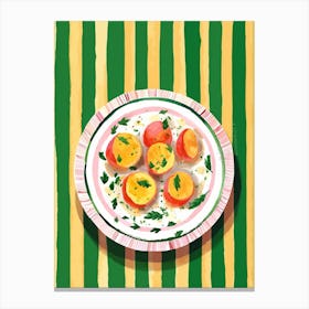 A Plate Of Peaches Top View Food Illustration 1 Canvas Print