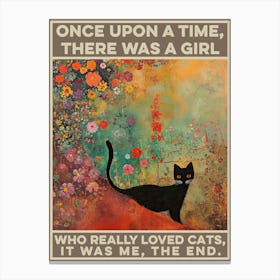 Once Upon A Time There Was A Girl Who Liked Cats Klimt Cat Canvas Print