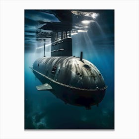 Submarine In The Ocean-Reimagined 10 Canvas Print