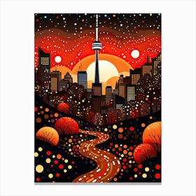 Toronto, Illustration In The Style Of Pop Art 3 Canvas Print