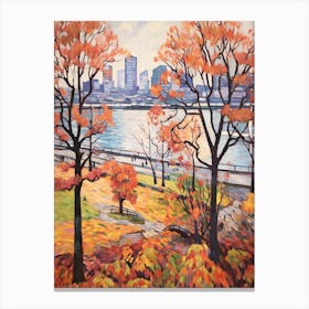 Autumn City Park Painting Odaiba Seaside Park Tokyo 1 Canvas Print