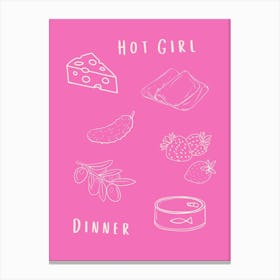 Hot Girl Dinner Pink Canvas Print