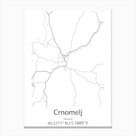 Crnomelj,Slovenia Minimalist Map Canvas Print