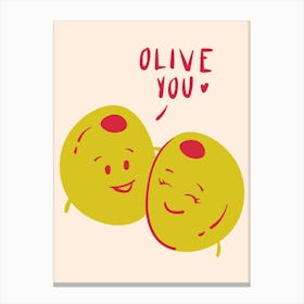 Olive You Funny Puns Print Canvas Print