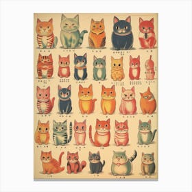 Collection Of Japanese Vintage Cats Kitsch Canvas Print
