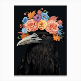 Bird With A Flower Crown Crow 3 Canvas Print