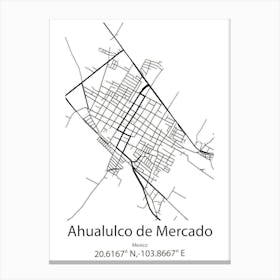 Ahualulco De Mercado,Mexico Minimalist Map Canvas Print