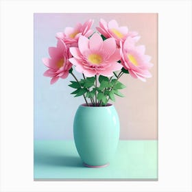 Pink Flowers In A Vase Canvas Print