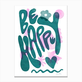 Be Happy Risography - Abstract Bold Canvas Print