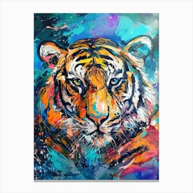 Colourful Tiger Abstract Art Print Canvas Print