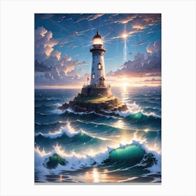 A Lighthouse In The Middle Of The Ocean 11 Canvas Print