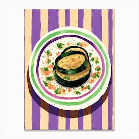 A Plate Of Aubergine Top View Food Illustration 1 Canvas Print