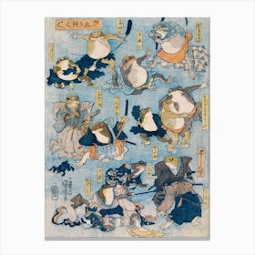Famous Heroes Played By Frogs; Utagawa Kuniyoshi Canvas Print