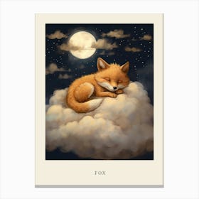 Baby Fox 10 Sleeping In The Clouds Nursery Poster Canvas Print