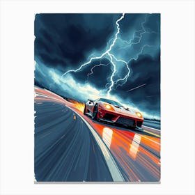 Lightning On The Road Canvas Print