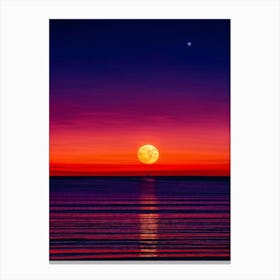 A Sweeping Panorama Of An Evening Sky Blood Red With The Setting Sun Transitions Into A Serene Moon (2) Canvas Print