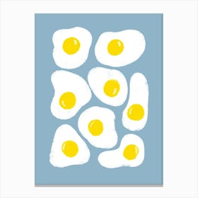 Fried Eggs Blue Canvas Print