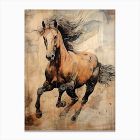 A Horse Painting In The Style Of Mixed Media 4 Canvas Print