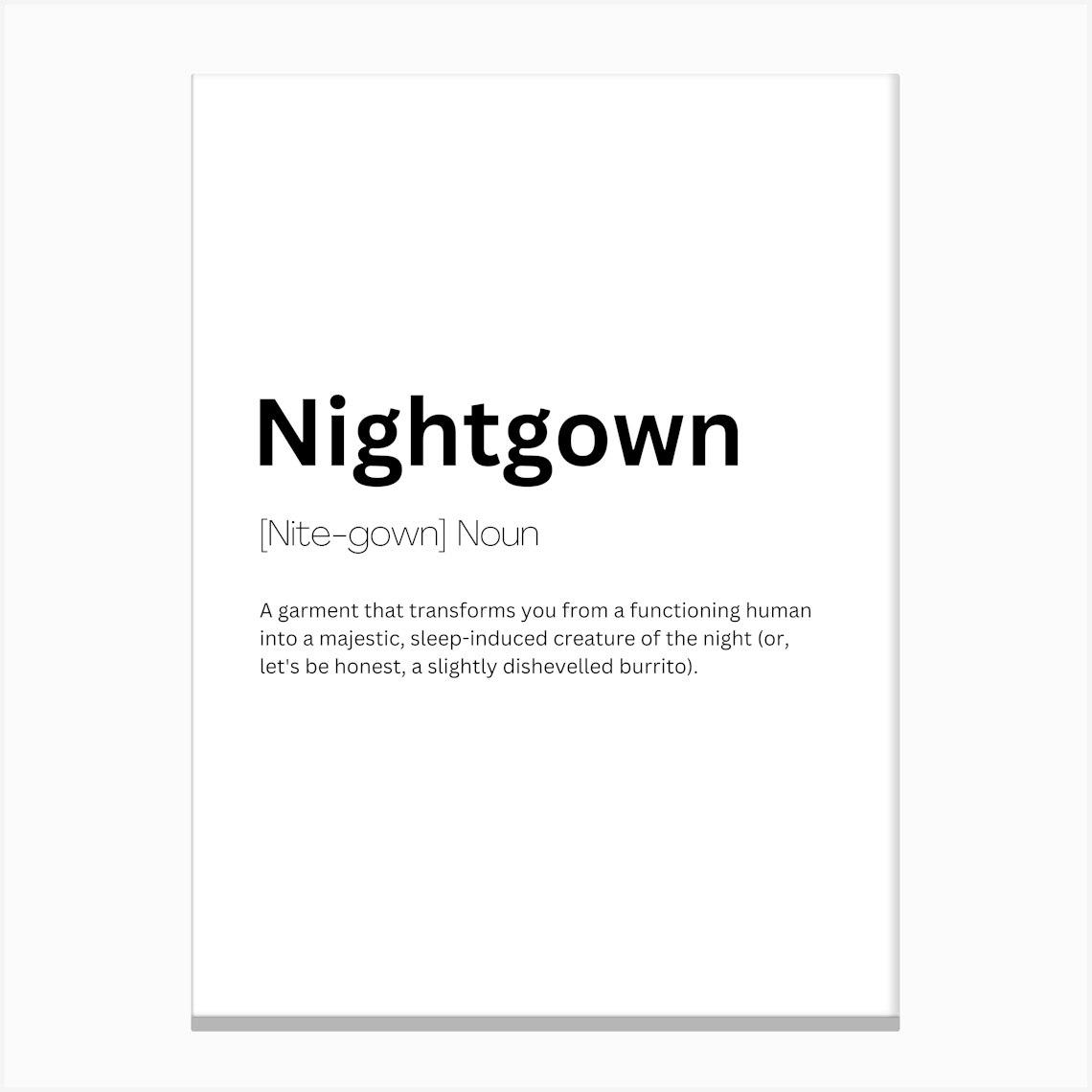 Nightgown Definition Meaning Canvas Print by Kaigozen
